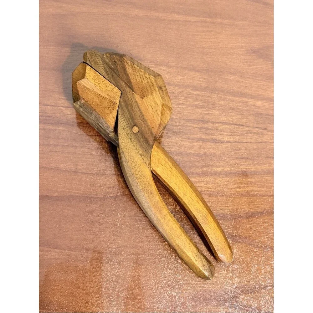 Vintage Teak Wooden Nutcracker Pliers Mid-Century